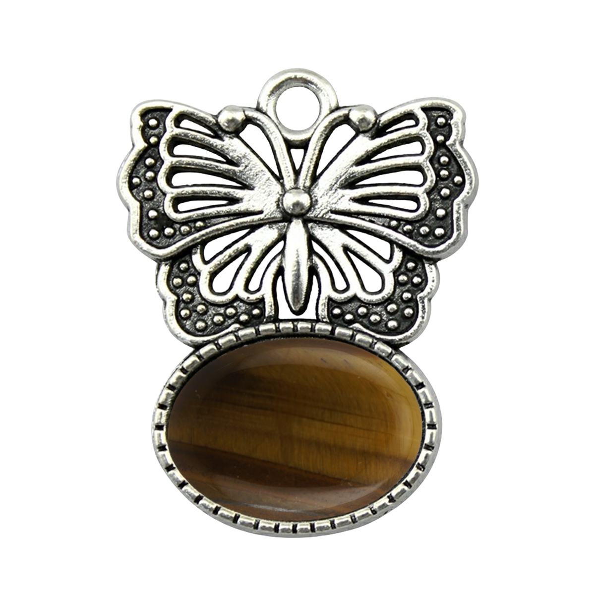 Silver Alloy Butterfly Gemstone Pendant for Making Jewelry with13x18MM Stone Cabs Steering wheel