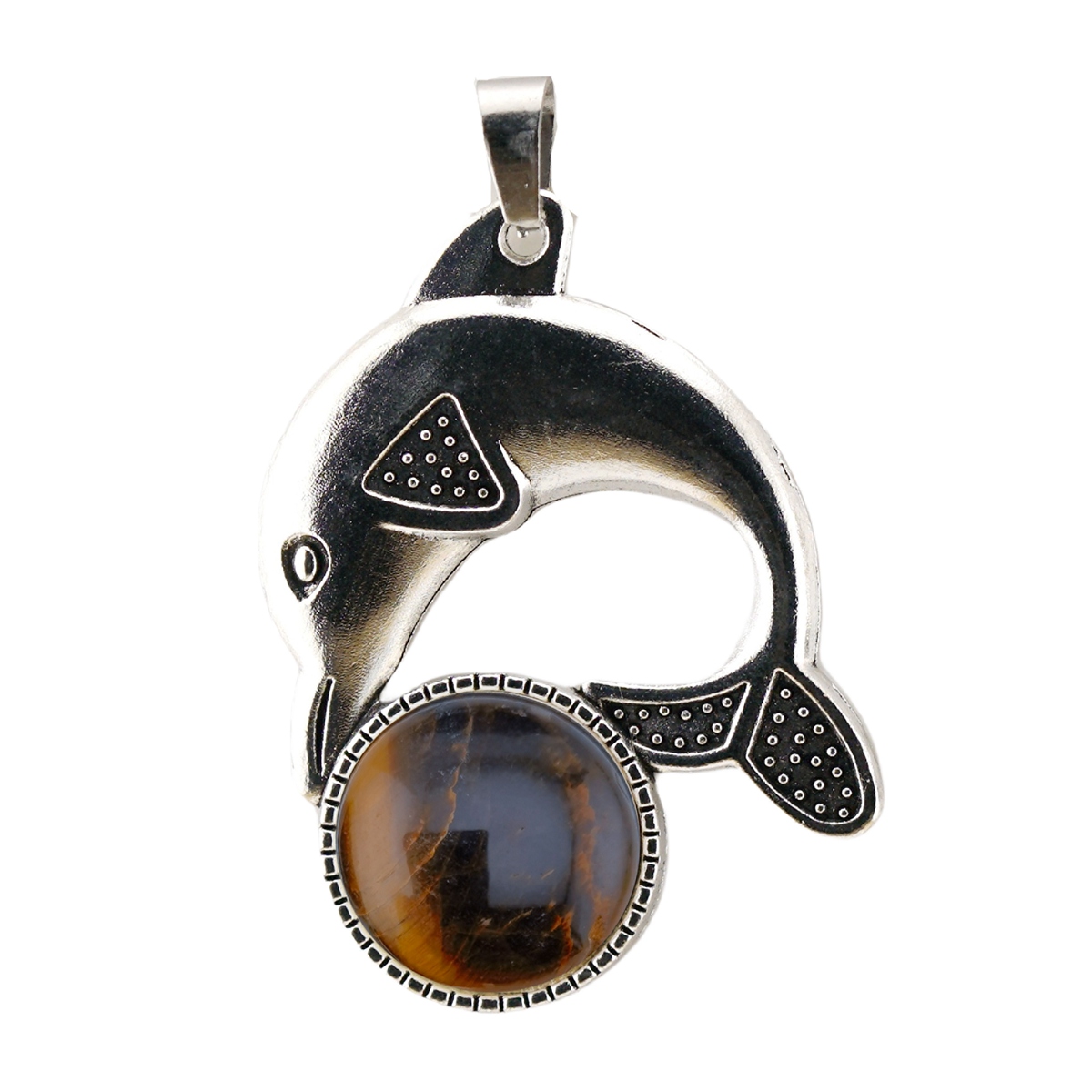 Silver Alloy Dolphin Gemstone Pendant for Jewelry Making Necklace Earrings