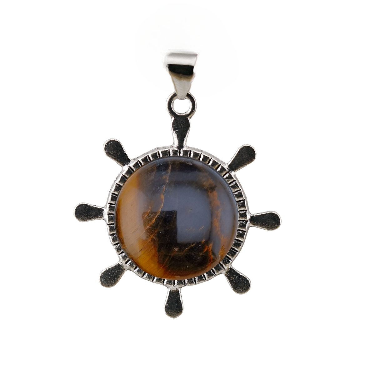 Silver Alloy Rudder Gemstone Pendant for Making Jewelry with 20MM Stone Cabs Steering wheel