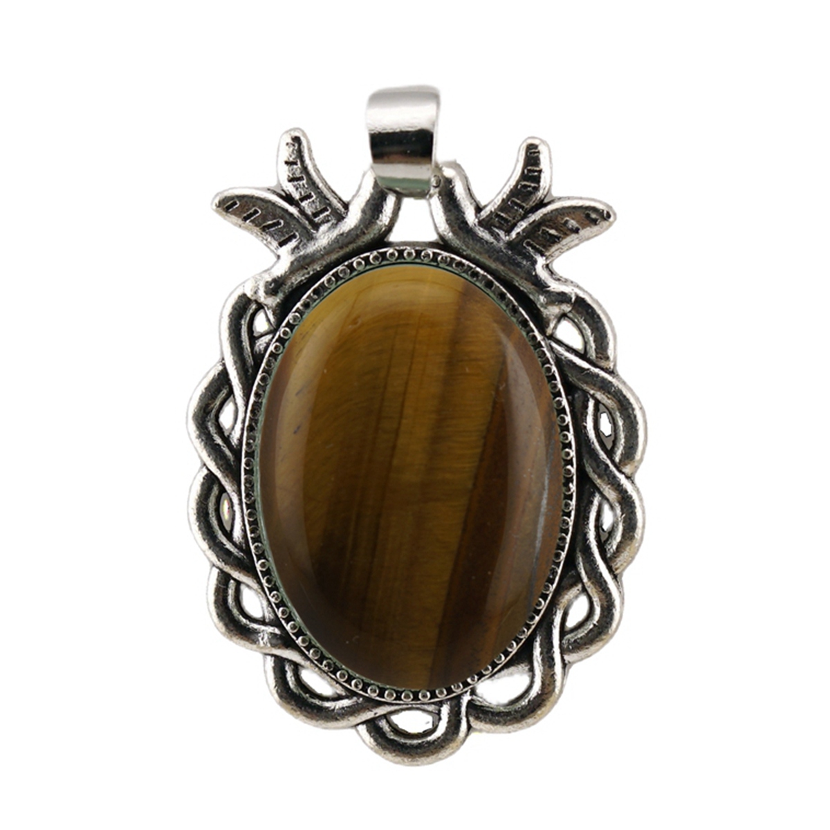 Natural Gemstone Pendant for Making Jewelry with 18x25MM Stone Cabs  Silver Alloy Accessories