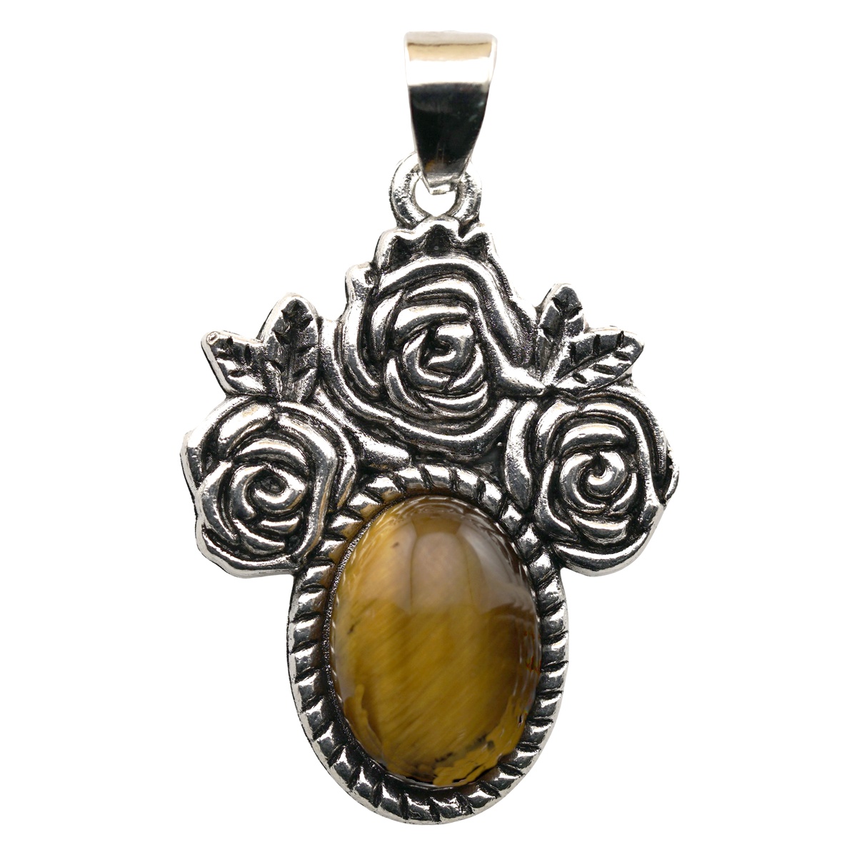 Silver Rose Flower Gemstone Pendant for Making Jewelry  10x14MM Stone Cabs