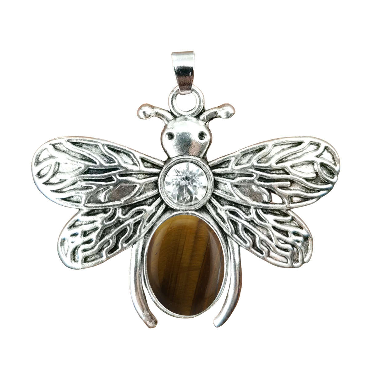 Silver Bee Gemstone Pendant for Making Jewelry 12x16MM Stone Cabs Animal 