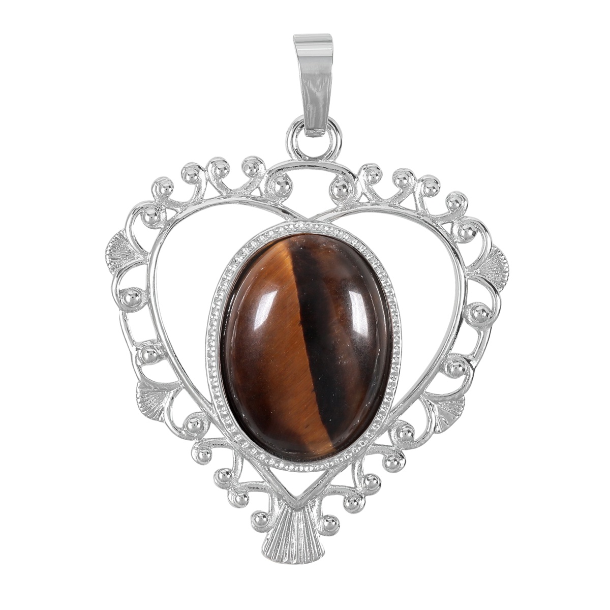 Silver Love Heart Pendant 35x46mm for Making jewelry necklace with 15x18MM natural Gemstone CABs