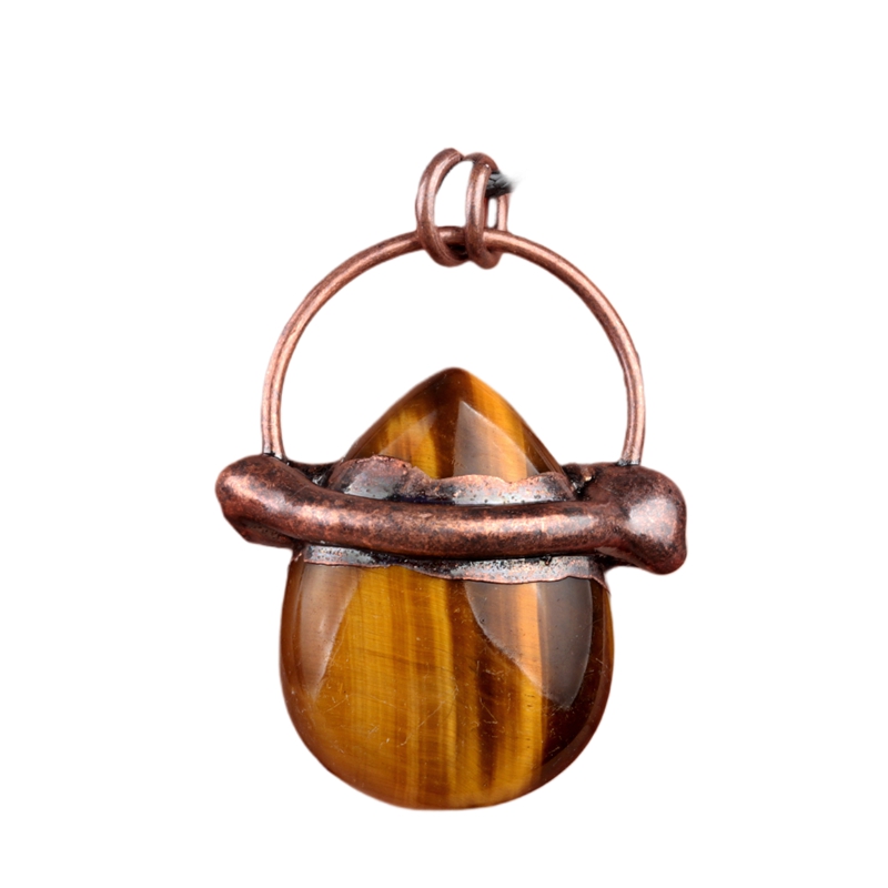 Retro Red Copper Teardrop Gemstone Pendant for Making Jewelry 