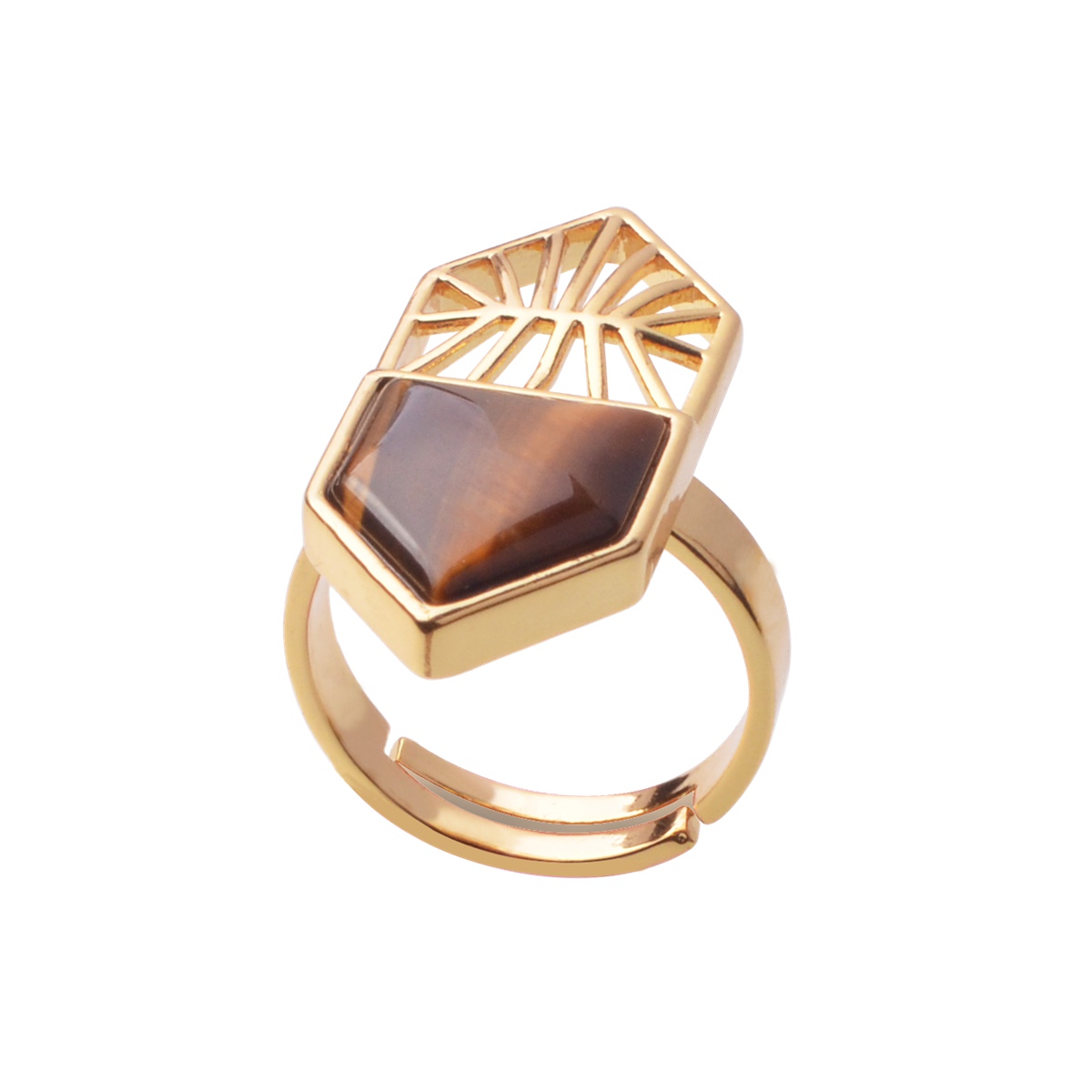 Gold Shield Gemstone Ring for Women Men 