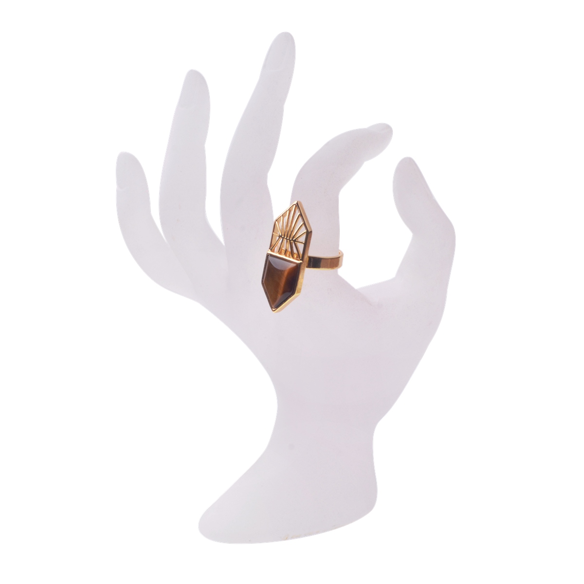 Gold Shield Gemstone Ring for Women Men 