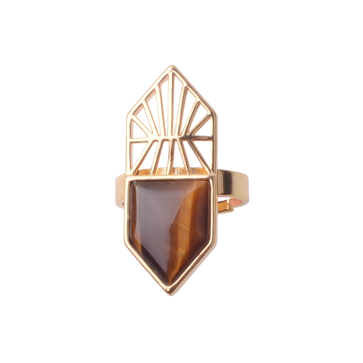 Gold Shield Gemstone Ring for Women Men 