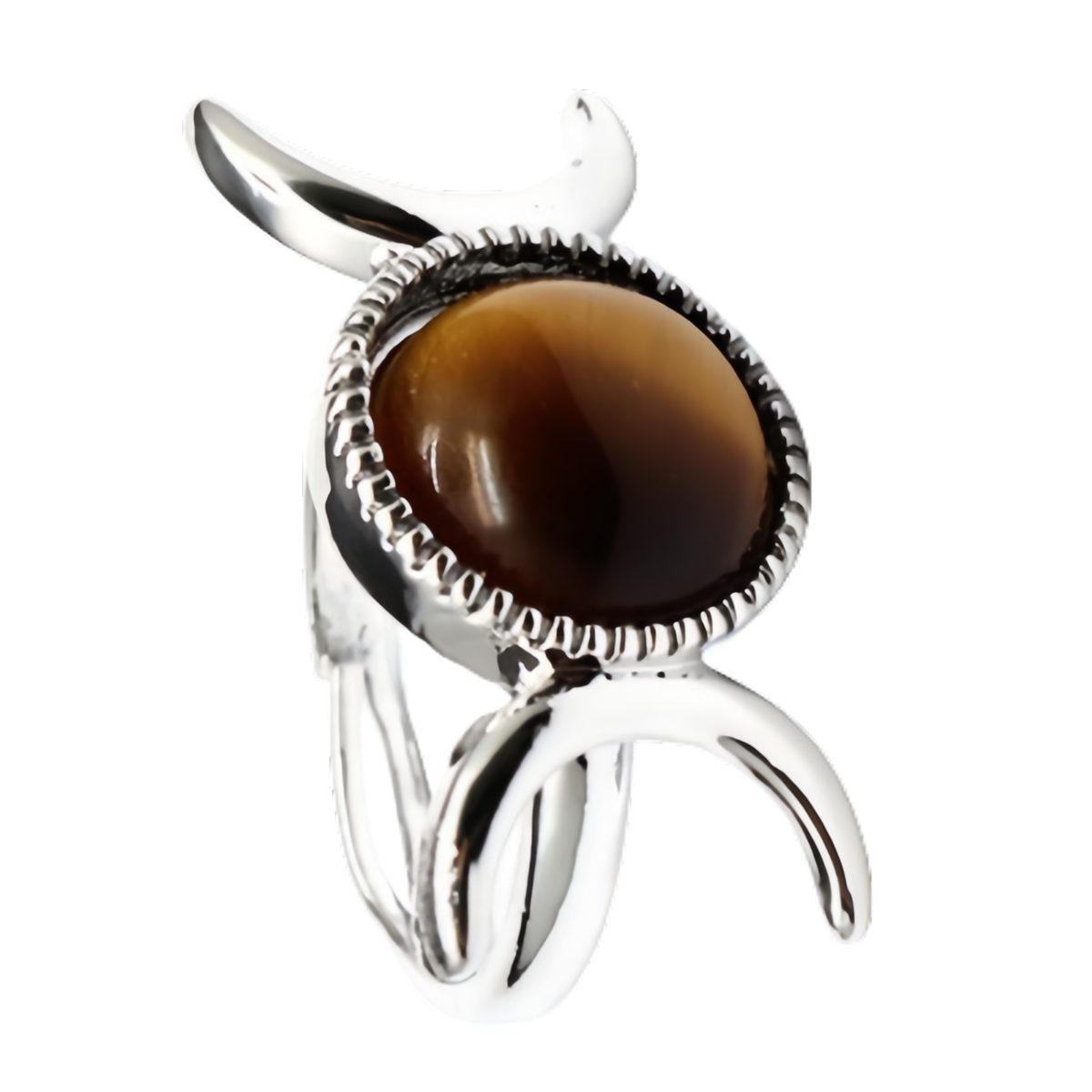 Silver Moon Stone Rings for Women Men Adjustable Healing Crystal Ring Copper Plated White Gold Horse Eye Gemstone  SR0133S