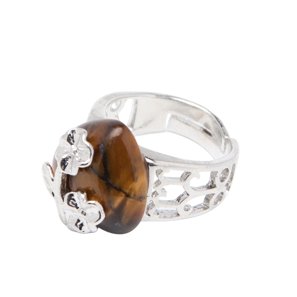 Silver 16MM Heart Stone Rings for Women Men Adjustable  SR0140S