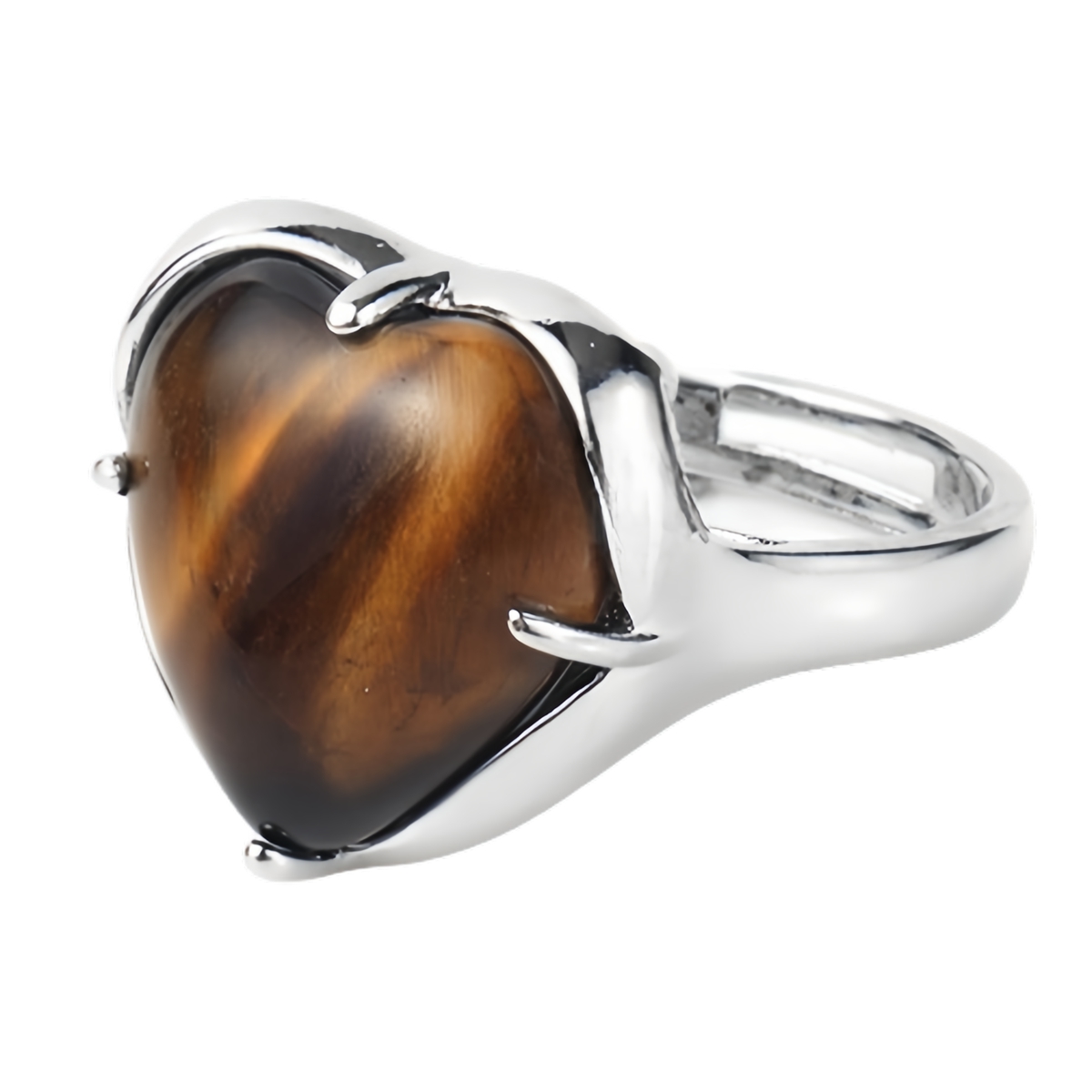 Silver Heart Stone Rings for Women Men Adjustable  SR0141S