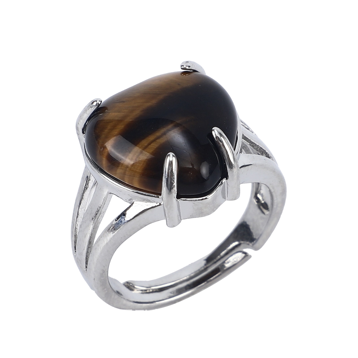 Silver Heart Stone Rings for Women Men Adjustable  SR0144S