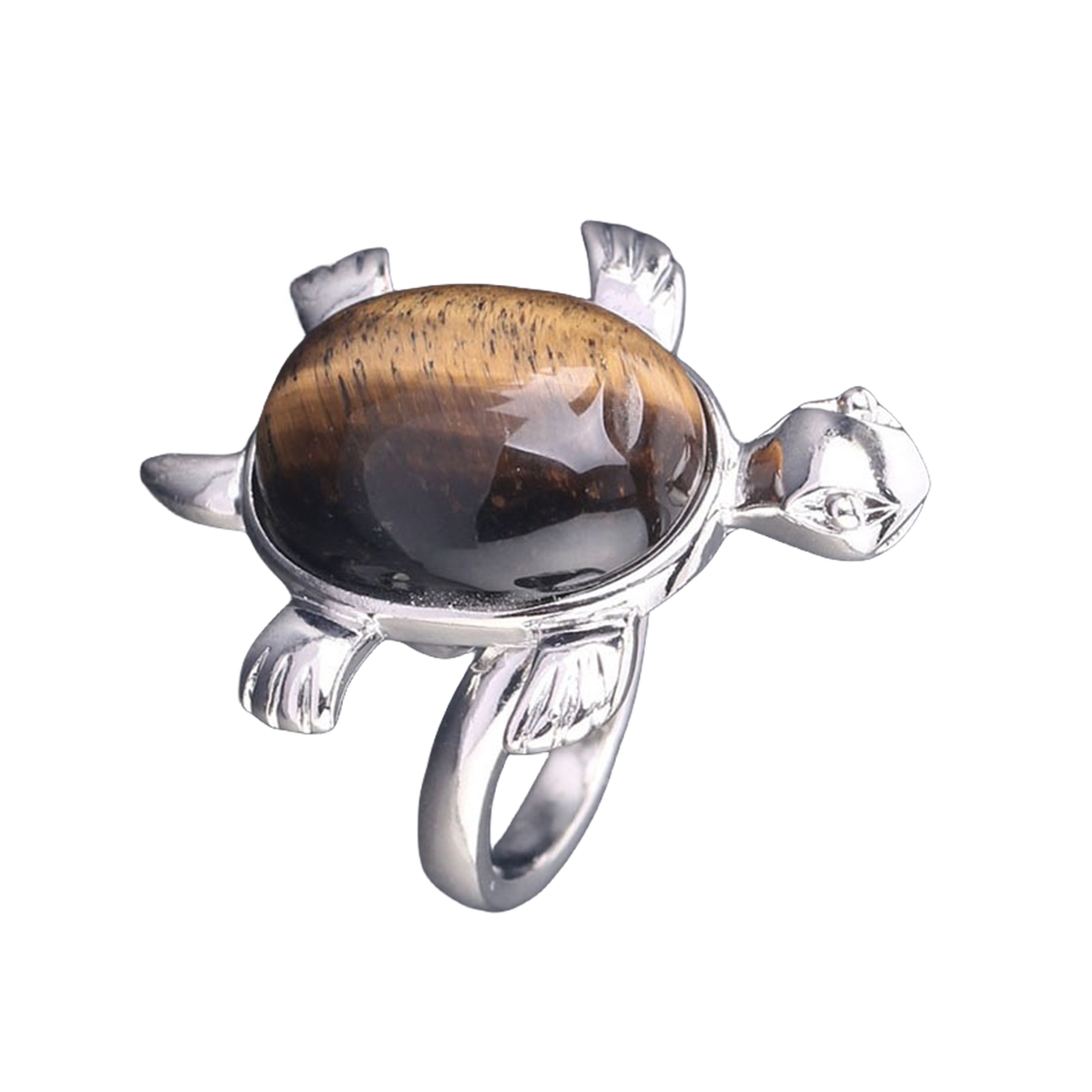 Silver Turtle & Tortoise Stone Rings for Women Men Adjustable  SR0148S