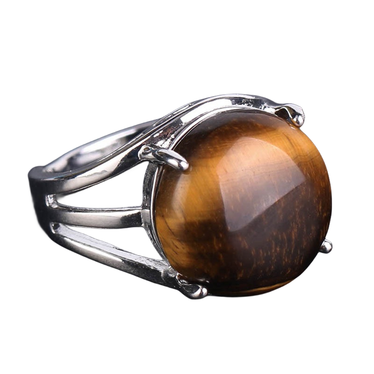 Silver 16MM CAB Stone Rings for Women Men Adjustable SR0152S