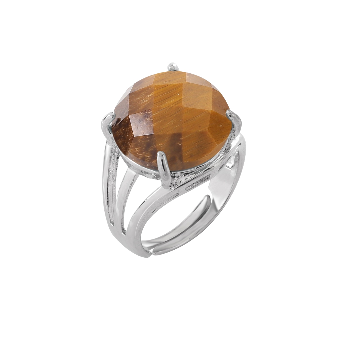 Silver Stone Rings for Women Men Adjustable  16MM Faceted CAB Gemstone SR0153S  