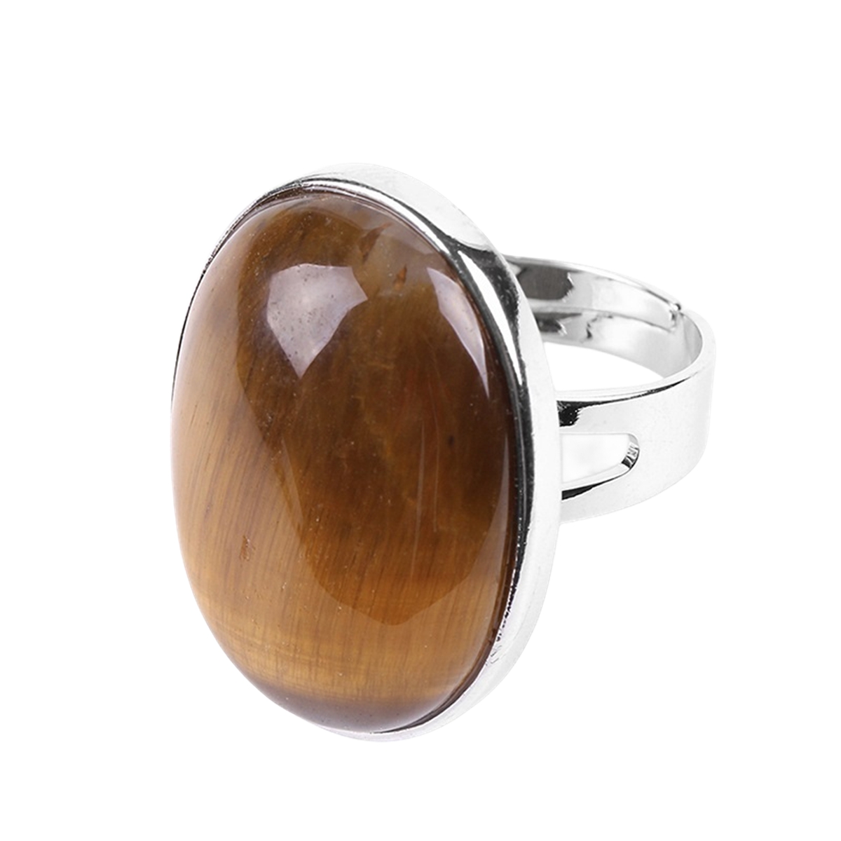 Silver Gemstone Rings for Women Men Adjustable 18x25MM Oval Gemstone CAB SR0157S 