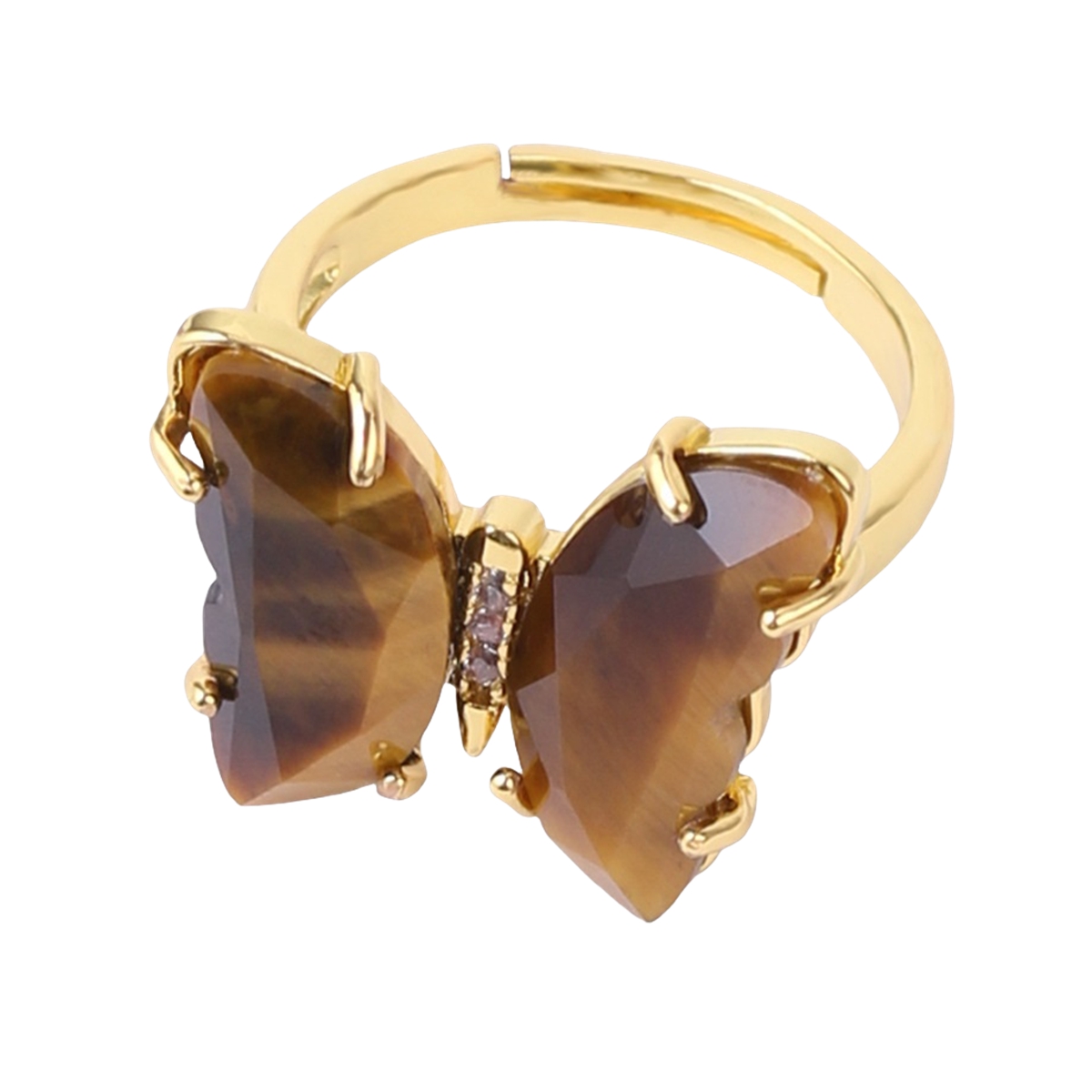 Natural Stone Butterfly Rings Moon Gemstone Jewelry For Women Anniversary Birthday Wedding Gift SR0162S