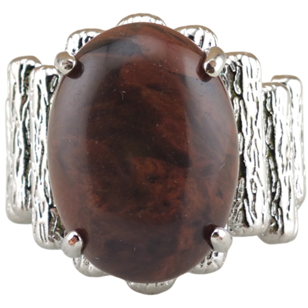 Silver Stone Rings for Women Men Adjustable 13x18MM Horse Eye Gemstone CAB SR0177S