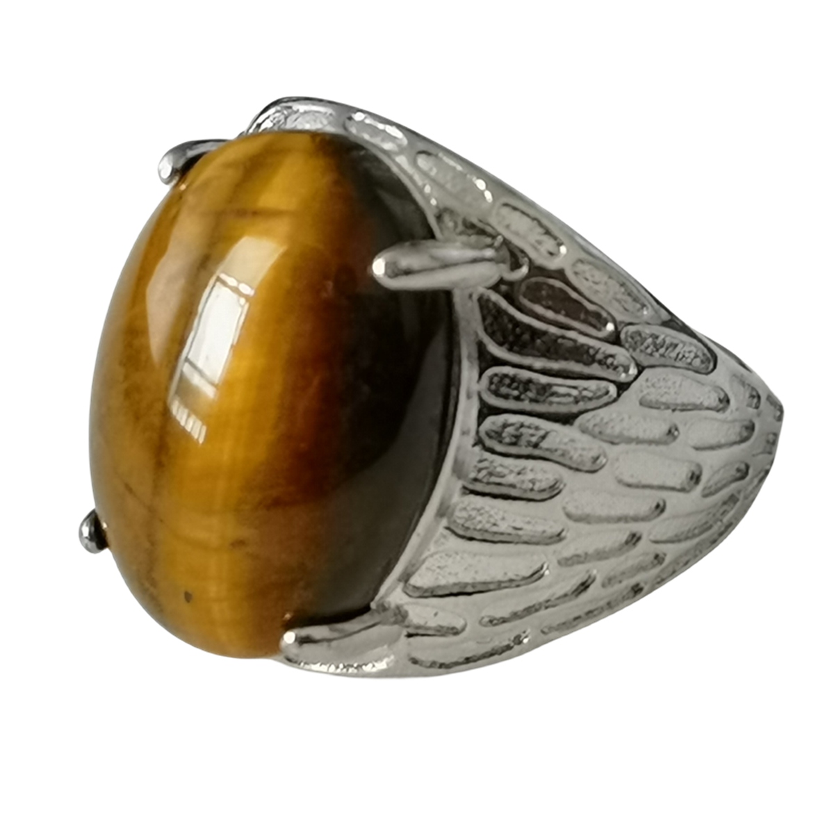 Silver Stone Rings for Women Men Adjustable 13x18MM Oval Gemstone CAB SR0183S