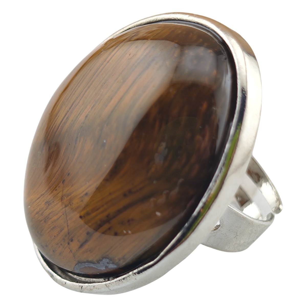 Silver Women Stone Rings Adjustable 25X30MM Gemstone Cabochons SR0188S