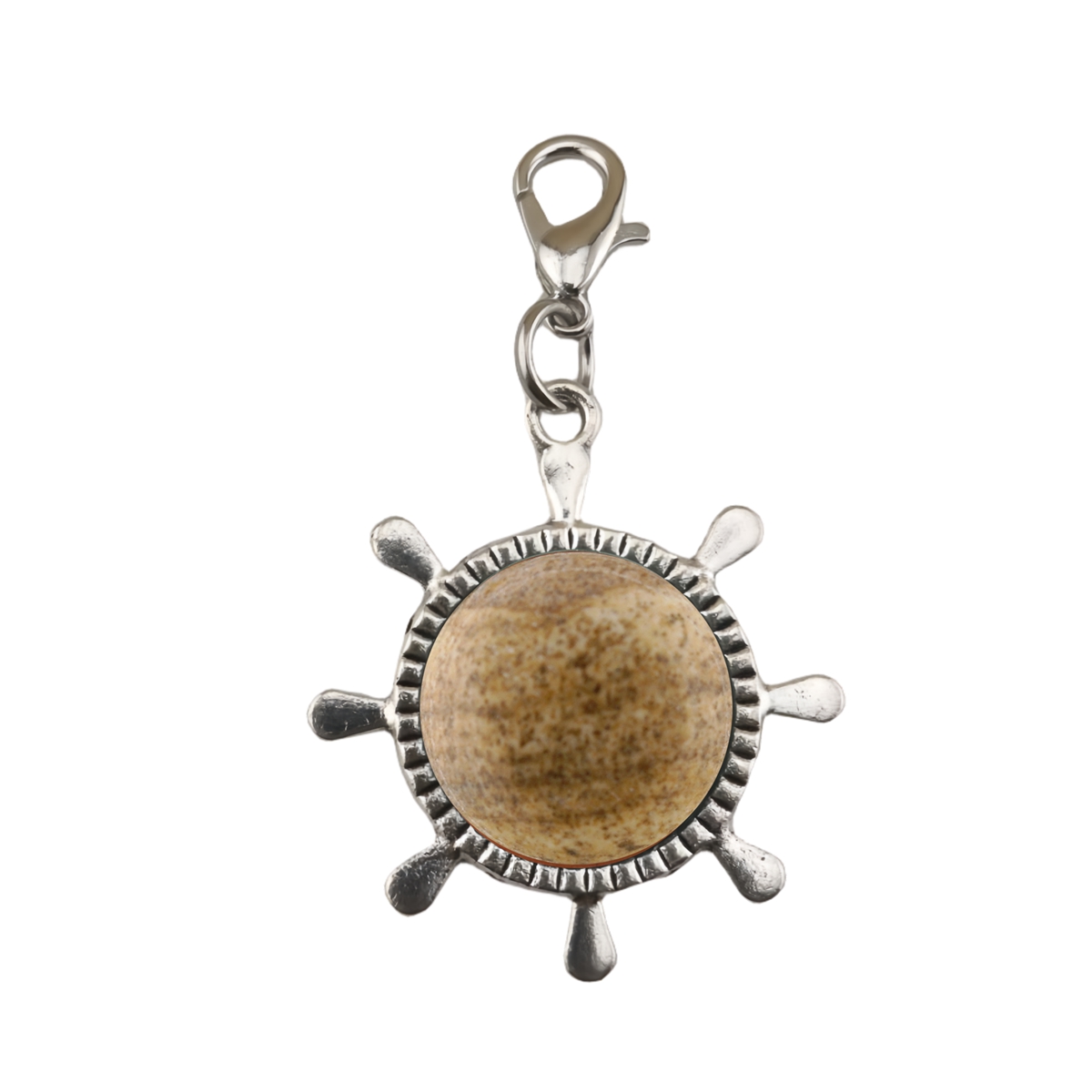 Silver Rudder Gemstone Pendant  Dangle Charms with Lobster Claw Clasp for Valentine's Day Mother Wedding Keychain Jewelry Making