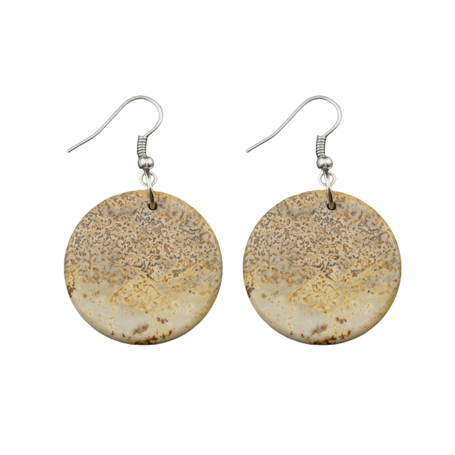 Gemstone Disc Dangle Earrings for Women Healing Chakra Crystal Lucky Circle Donut Coin SE1453S