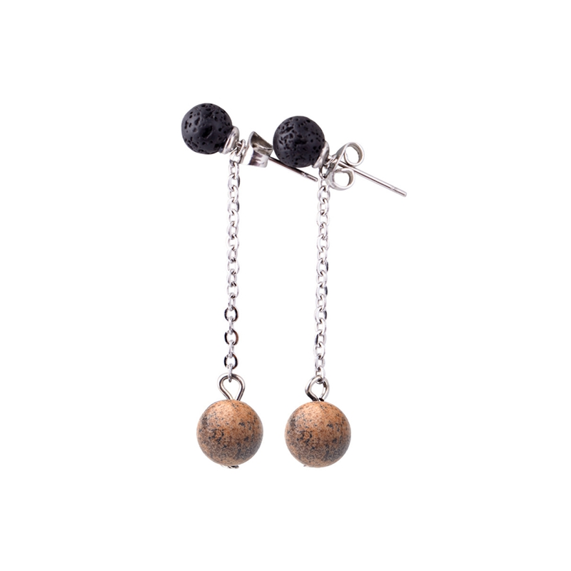 Lava Stone 6MM Earrings Stud Natural 8MM Gemstone long Chain Dangle Earring for women Girls