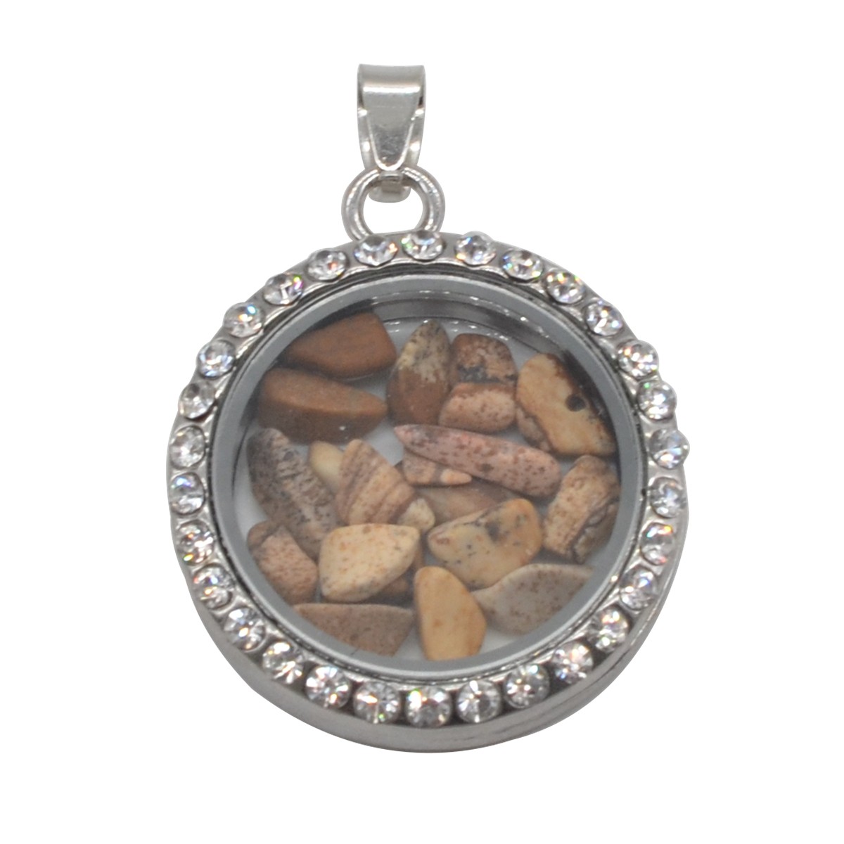 Natural Raw Gemstone 30MM Living Floating Memory Glass Locket Pendant Necklace 24" Chain