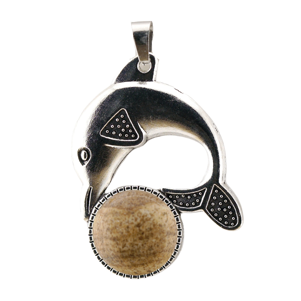 Silver Alloy Dolphin Gemstone Pendant for Jewelry Making Necklace Earrings