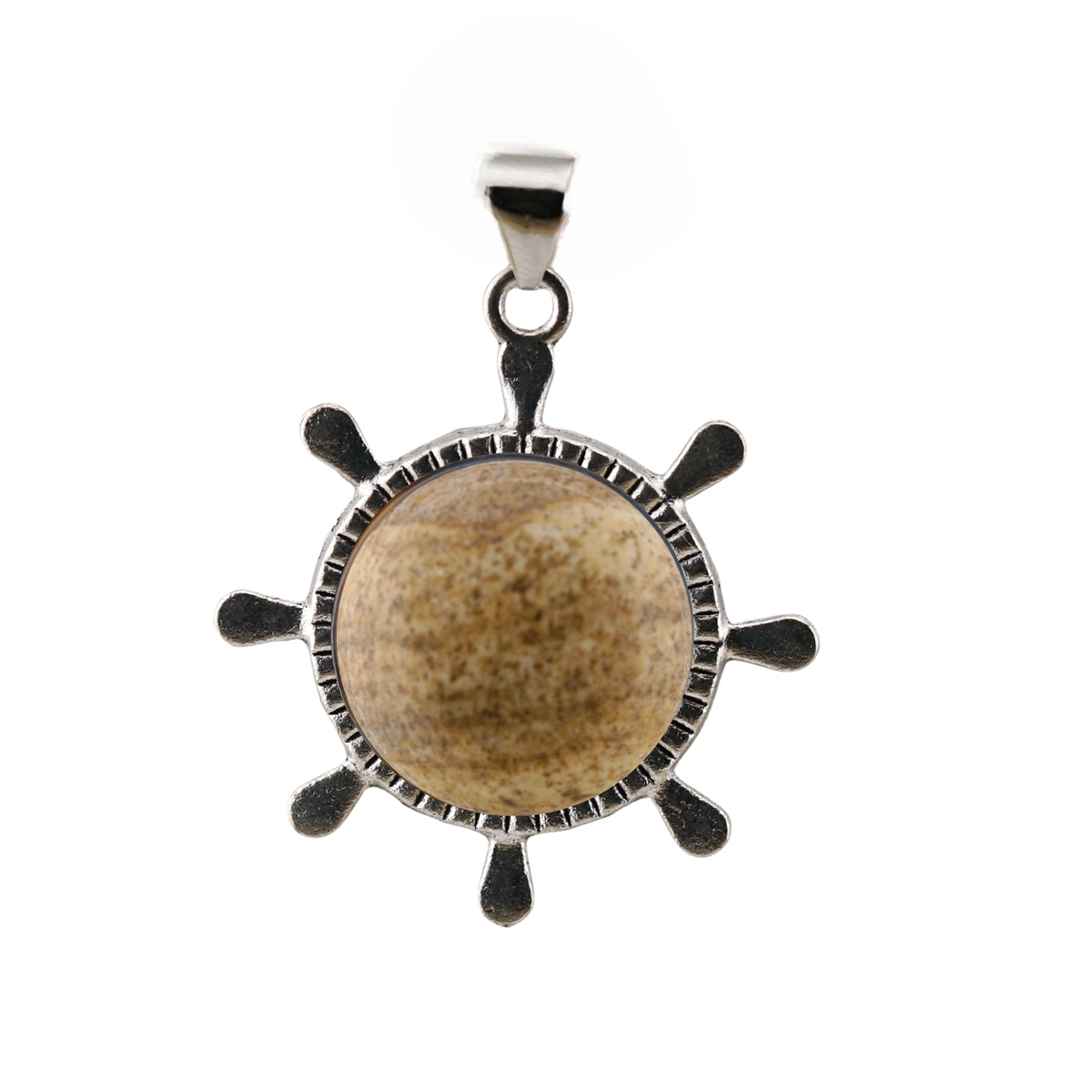 Silver Alloy Rudder Gemstone Pendant for Making Jewelry with 20MM Stone Cabs Steering wheel