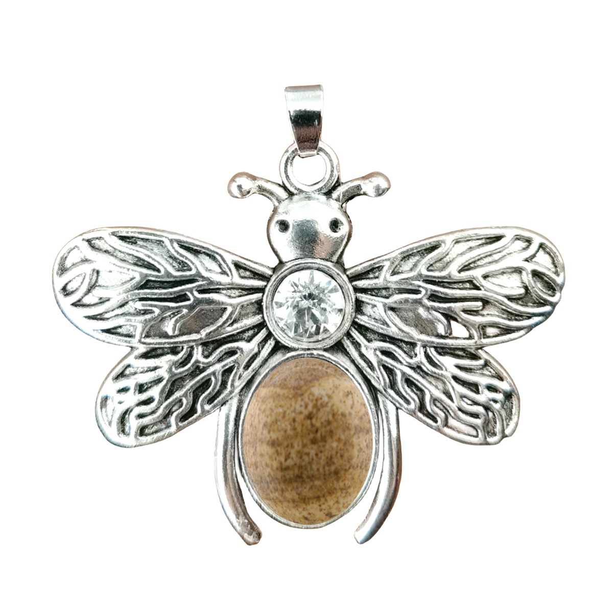 Silver Bee Gemstone Pendant for Making Jewelry 12x16MM Stone Cabs Animal 
