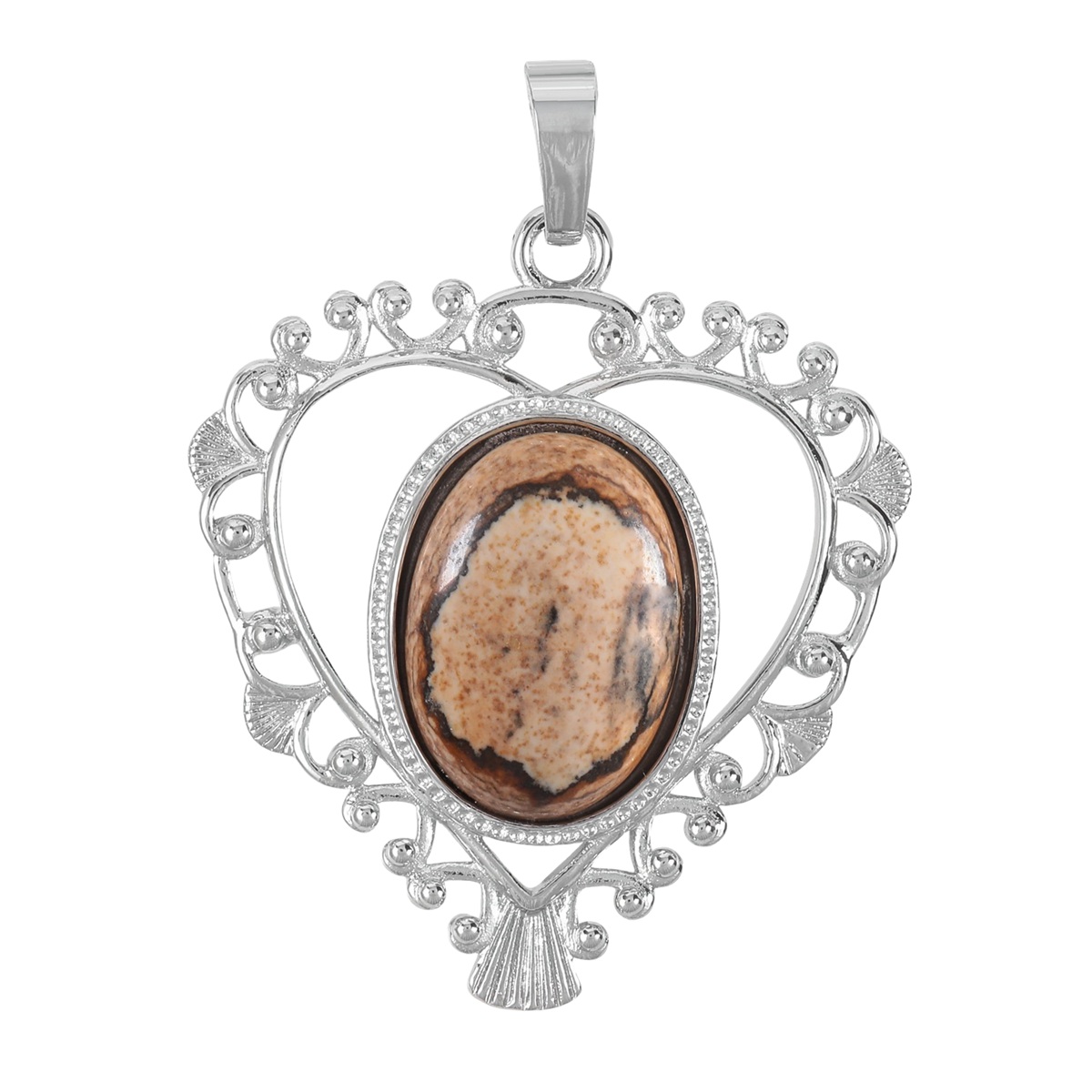 Silver Love Heart Pendant 35x46mm for Making jewelry necklace with 15x18MM natural Gemstone CABs