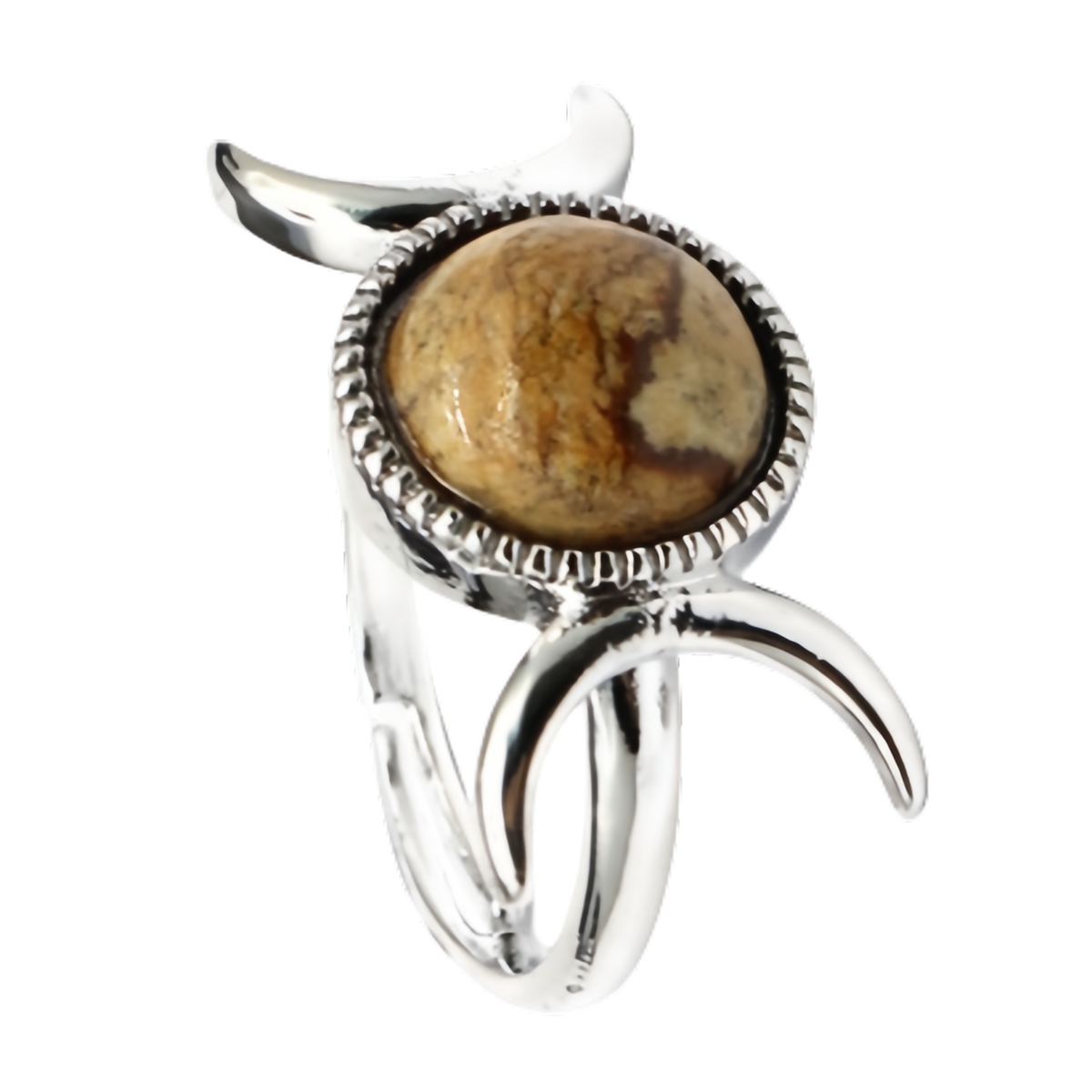 Silver Moon Stone Rings for Women Men Adjustable Healing Crystal Ring Copper Plated White Gold Horse Eye Gemstone  SR0133S