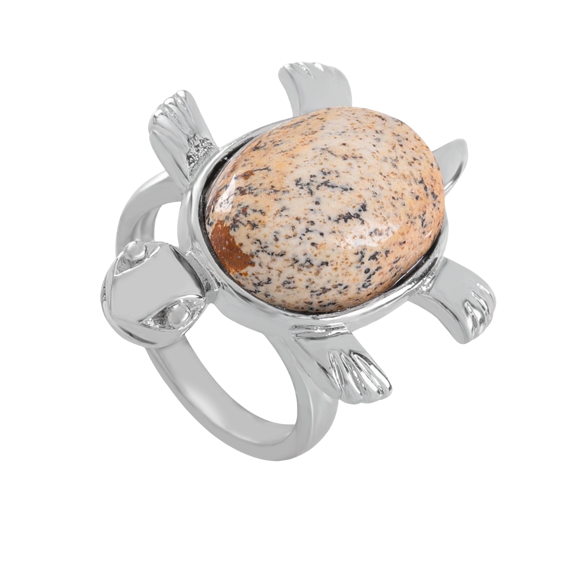 Silver Turtle & Tortoise Stone Rings for Women Men Adjustable  SR0148S