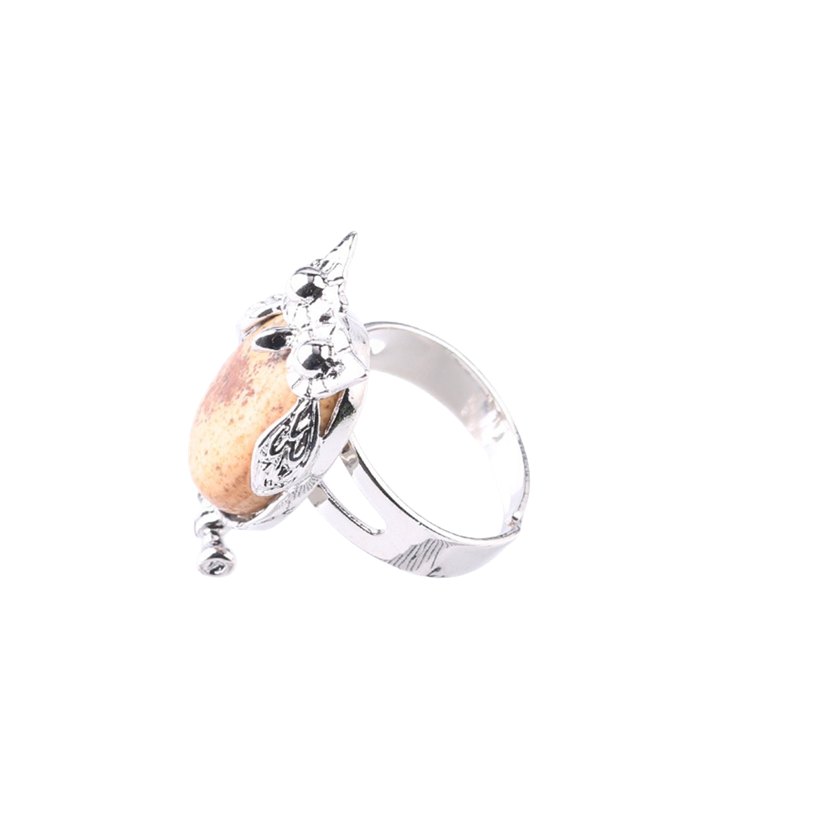 Silver Owl Stone Rings for Women Men Adjustable  SR0151S