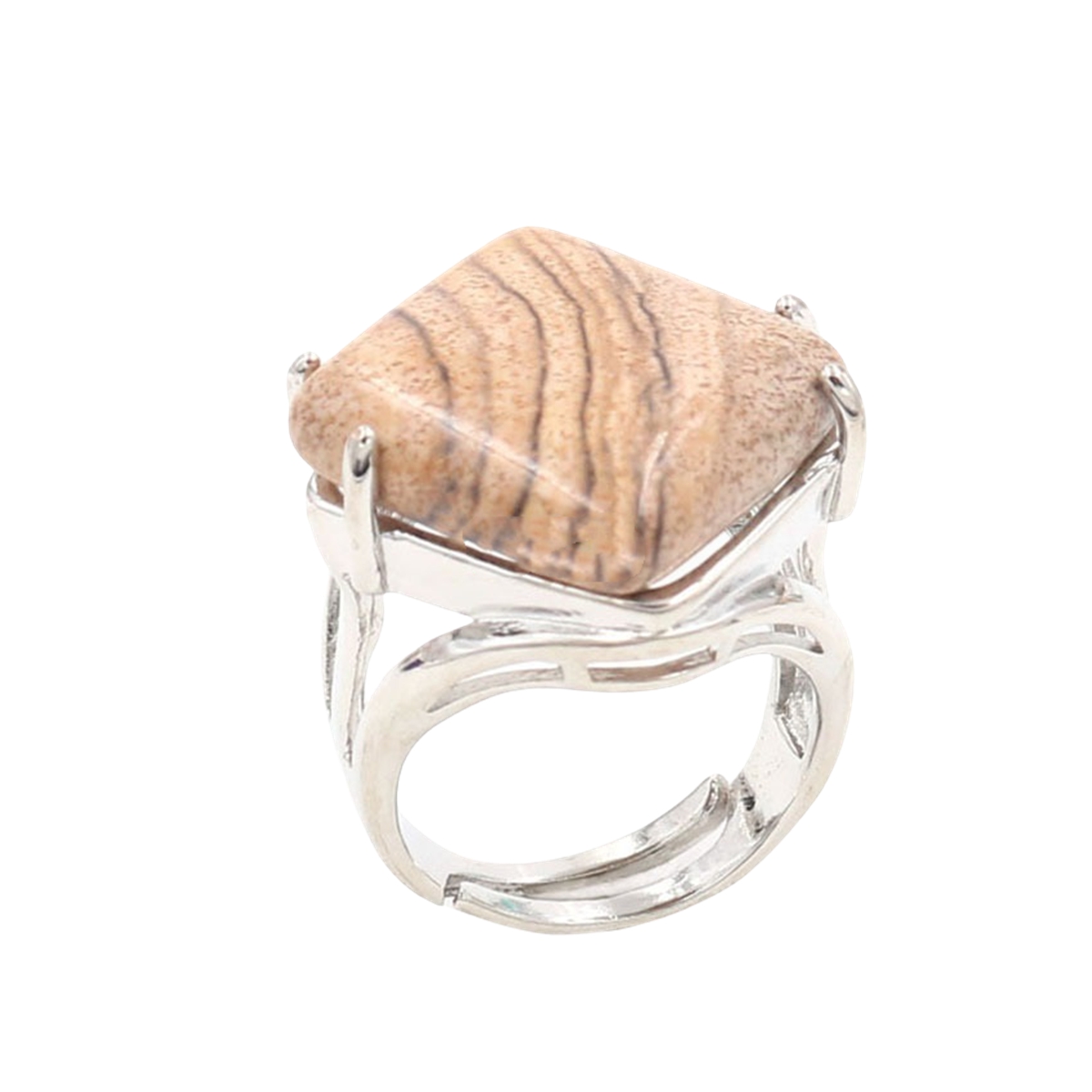 Square Gemstone Ring for Women Girls Natural 16MM Cube Crystal Handmade Womens Statement Ring SR0164S