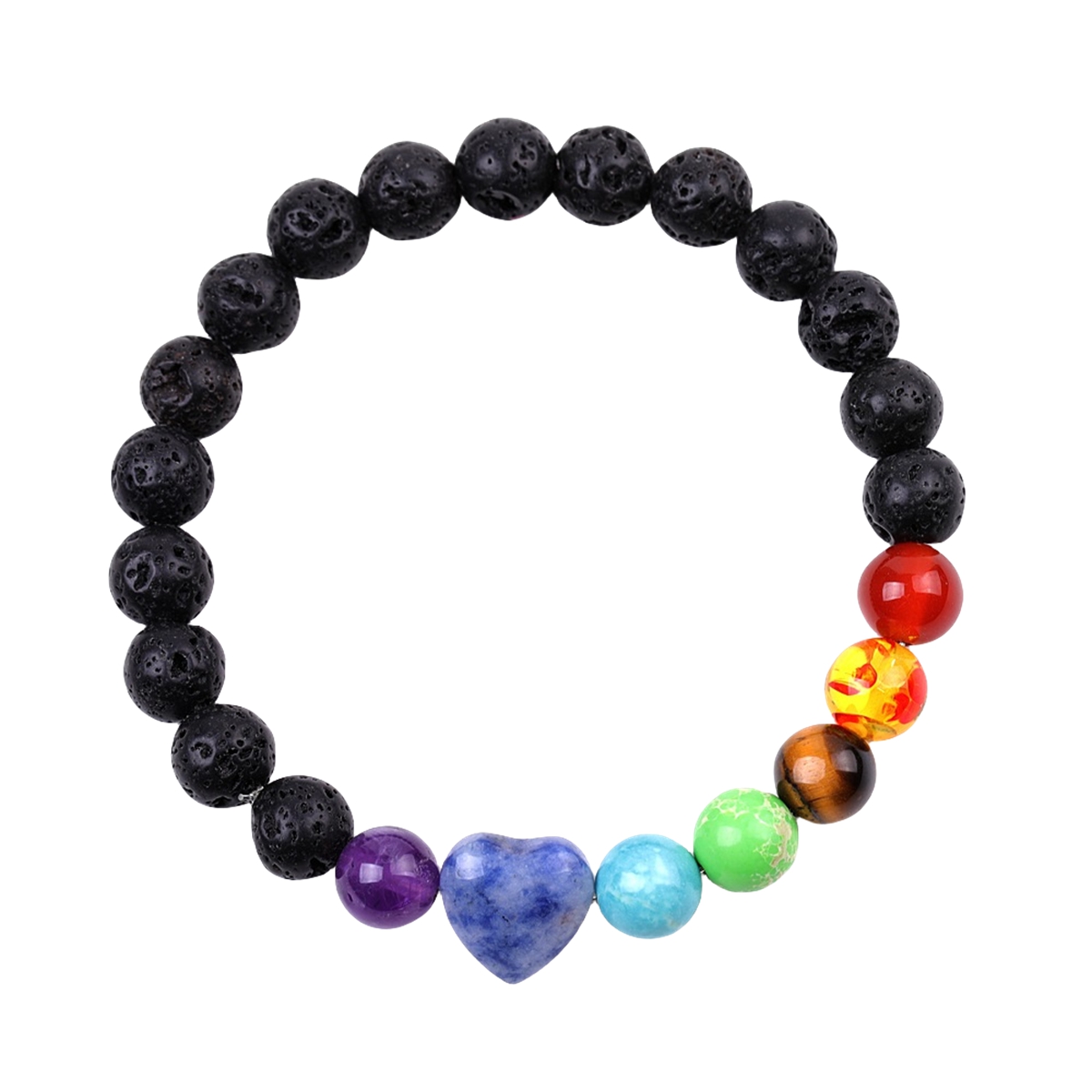 Healing Chakra Heart Stone Bracelet 8mm Beads Stretch Bangle Jewelry for Women
