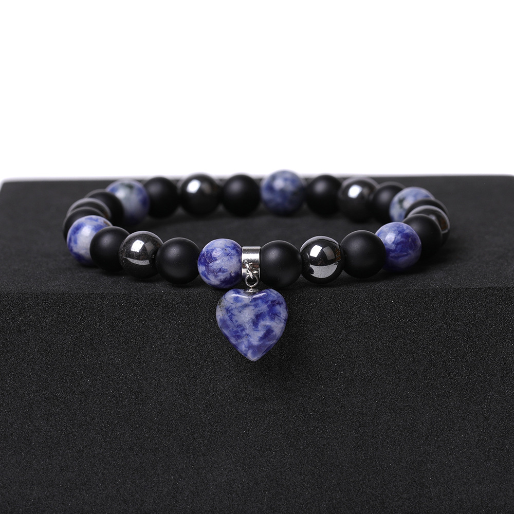 Healing Chakra Heart Stone Bracelet 8mm Beads Stretch Bangle Jewelry for Women