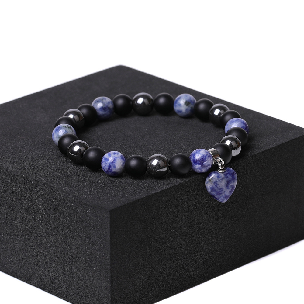 Healing Chakra Heart Stone Bracelet 8mm Beads Stretch Bangle Jewelry for Women