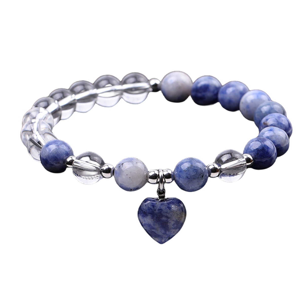 Healing Chakra Heart Stone Bracelet 8mm Beads Stretch Bangle Jewelry for Women SB2029