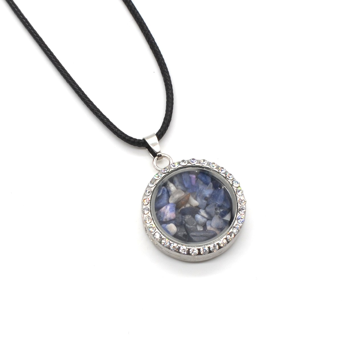 Natural Raw Gemstone 30MM Living Floating Memory Glass Locket Pendant Necklace 24" Chain