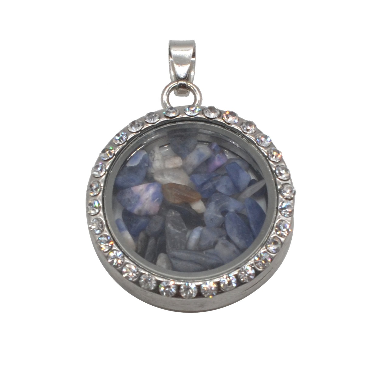 Natural Raw Gemstone 30MM Living Floating Memory Glass Locket Pendant Necklace 24" Chain