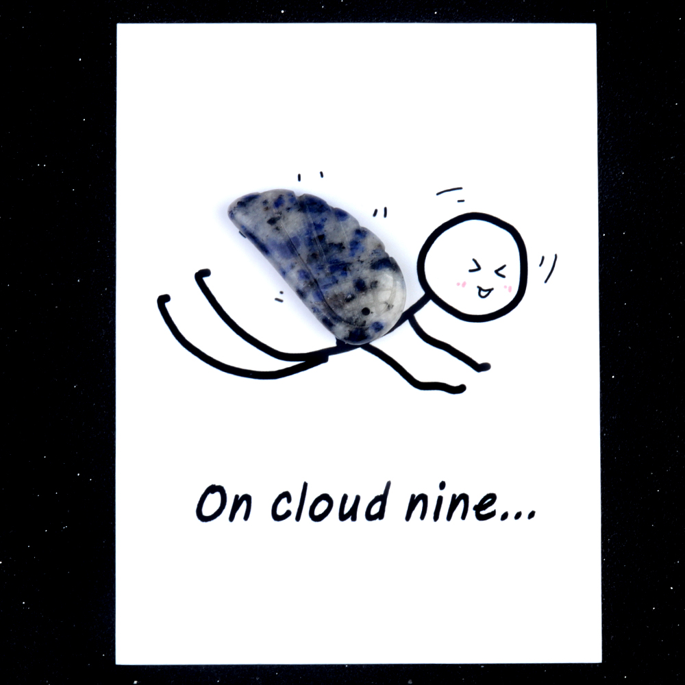 Handmade Craved Gemstone Wing Pendant SP0677-16X30MM Card Packing