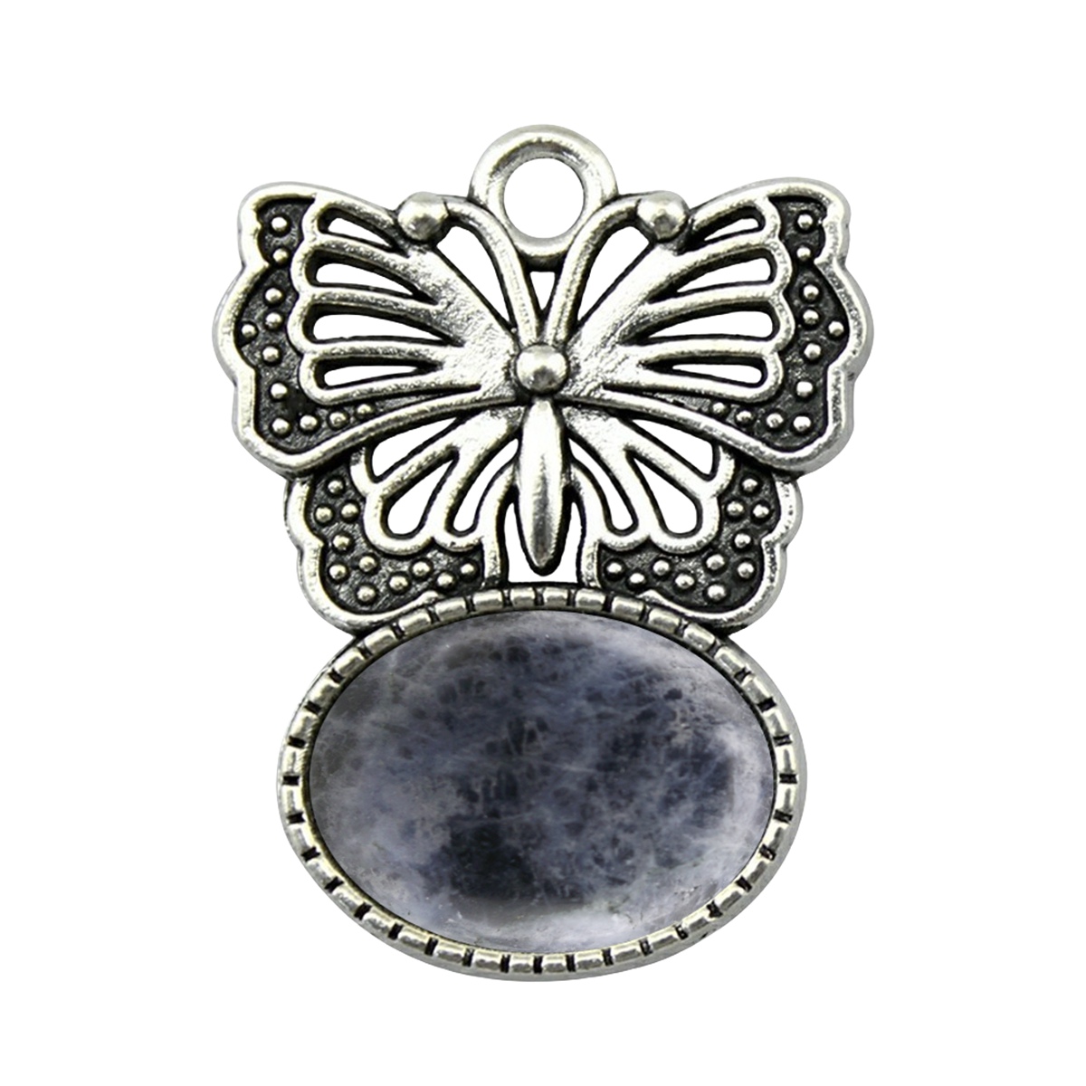 Silver Alloy Butterfly Gemstone Pendant for Making Jewelry with13x18MM Stone Cabs Steering wheel