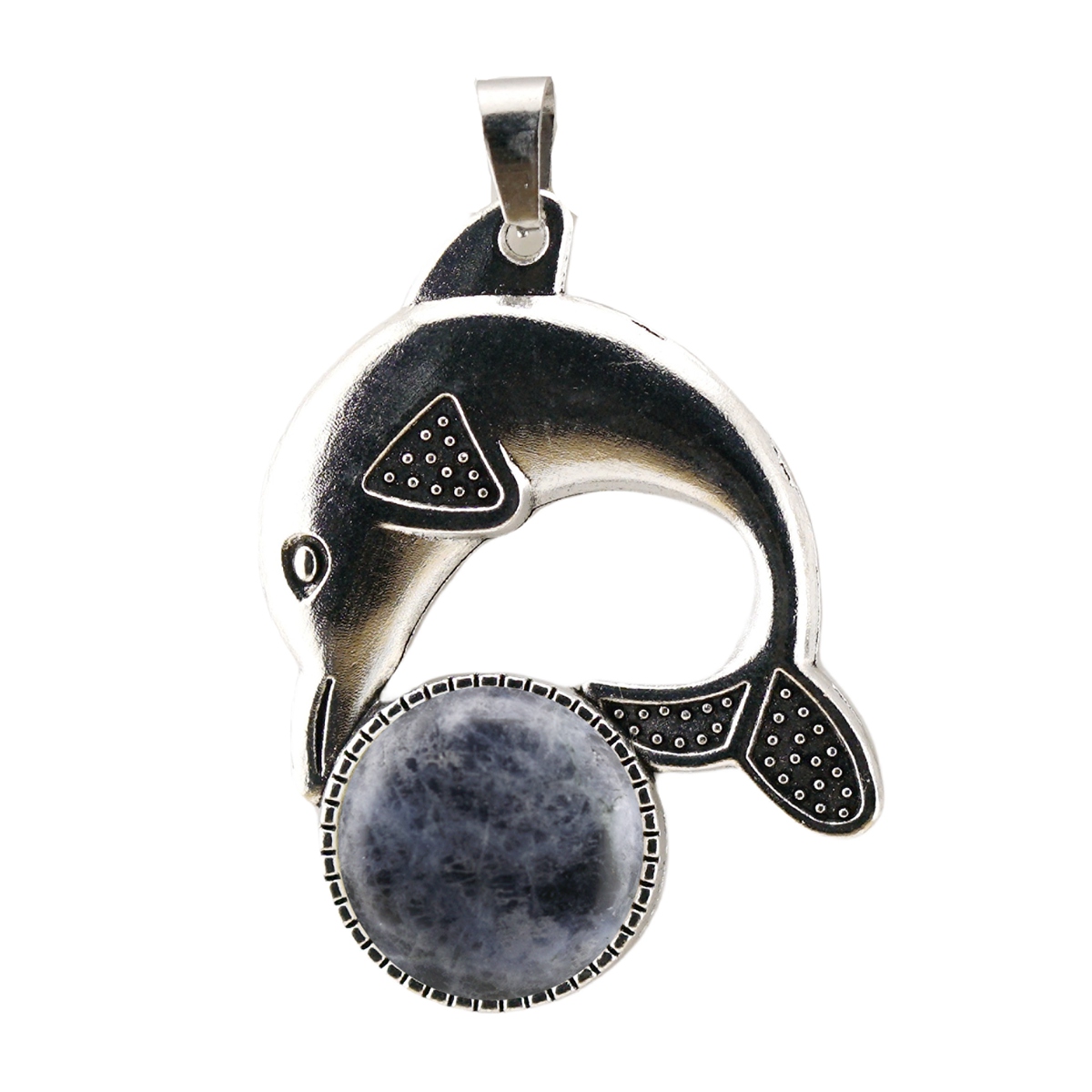 Silver Alloy Dolphin Gemstone Pendant for Jewelry Making Necklace Earrings