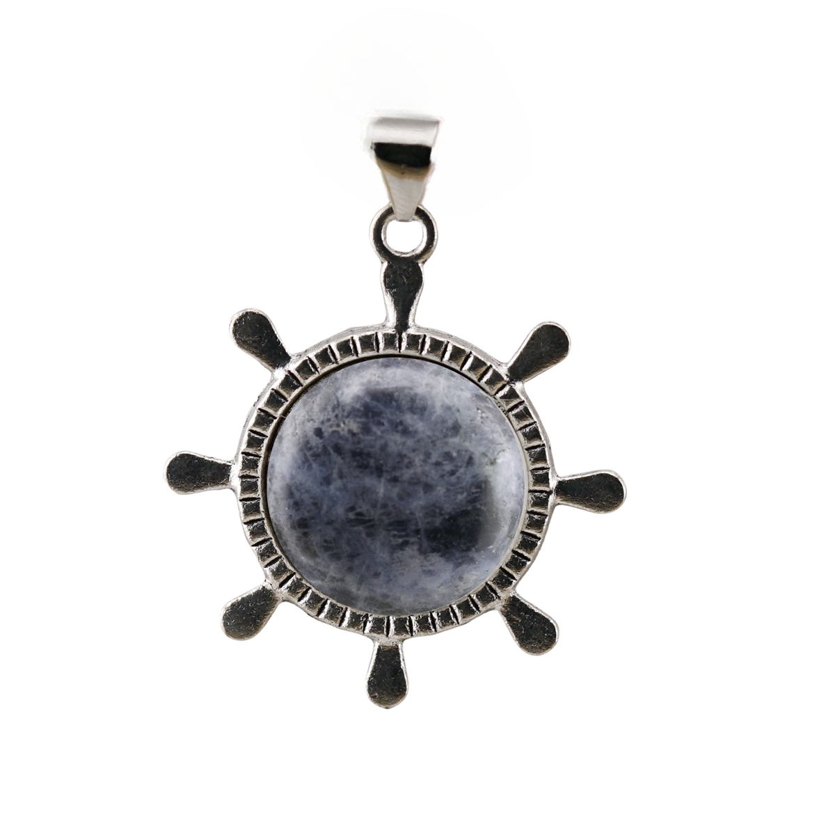 Silver Alloy Rudder Gemstone Pendant for Making Jewelry with 20MM Stone Cabs Steering wheel