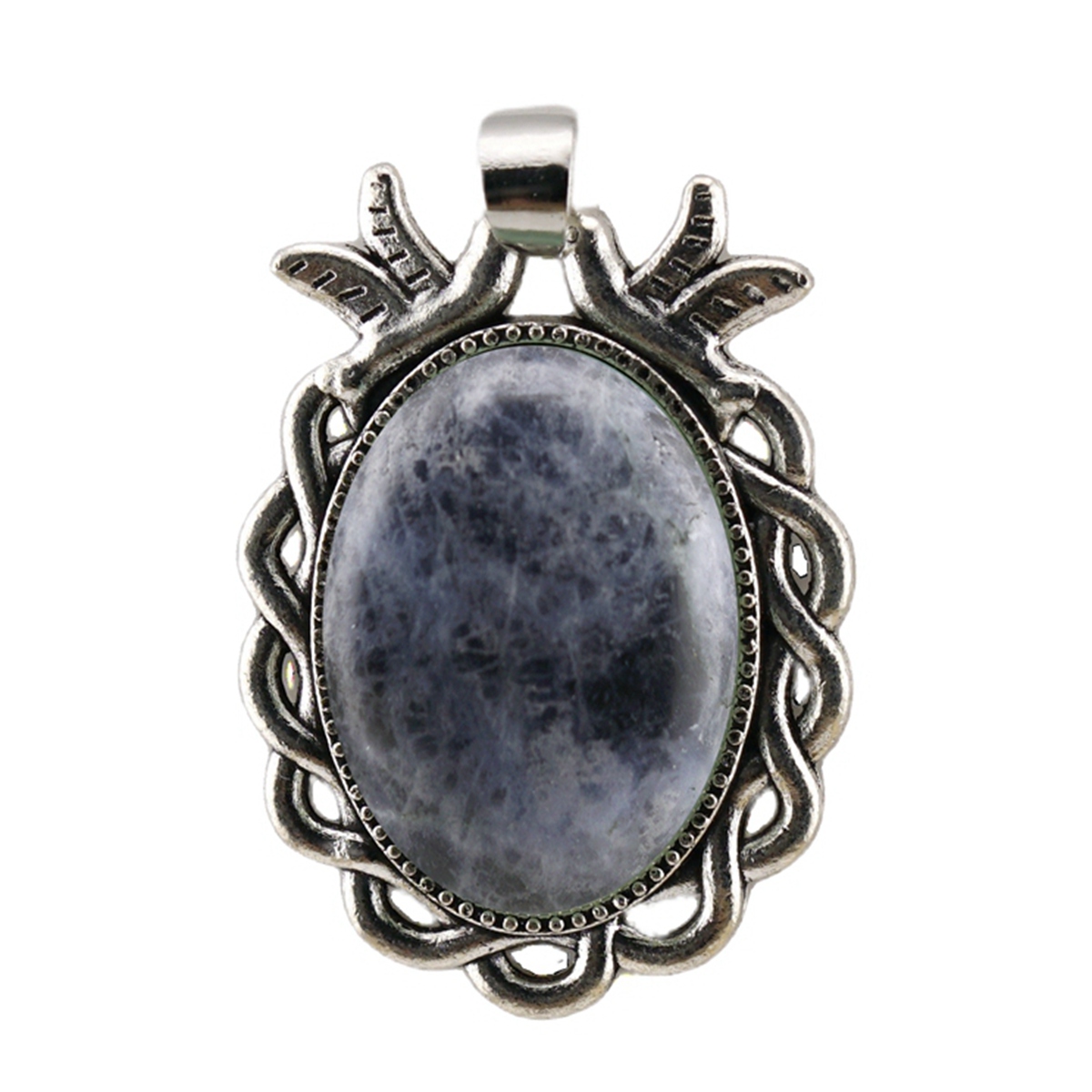 Natural Gemstone Pendant for Making Jewelry with 18x25MM Stone Cabs  Silver Alloy Accessories