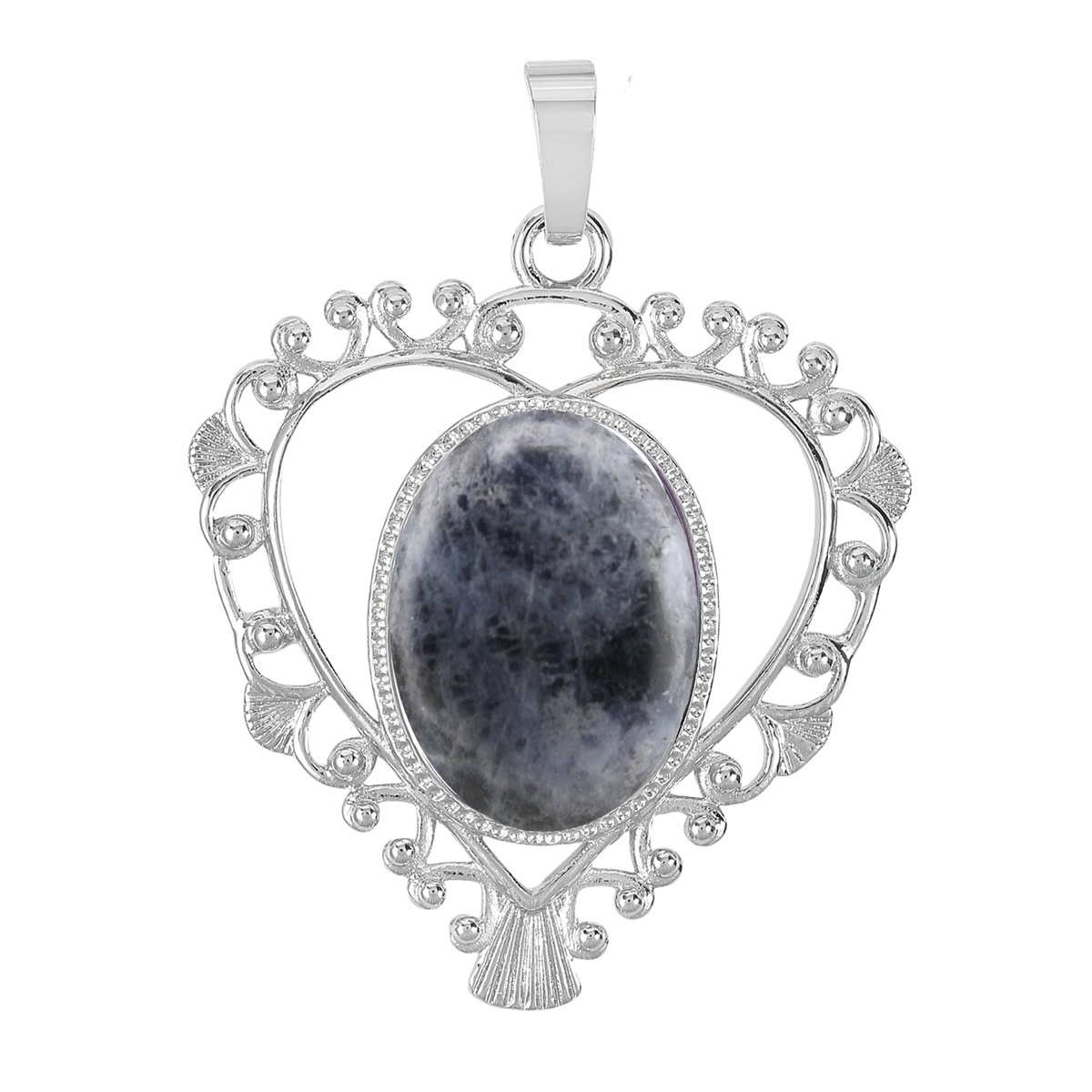 Silver Love Heart Pendant 35x46mm for Making jewelry necklace with 15x18MM natural Gemstone CABs