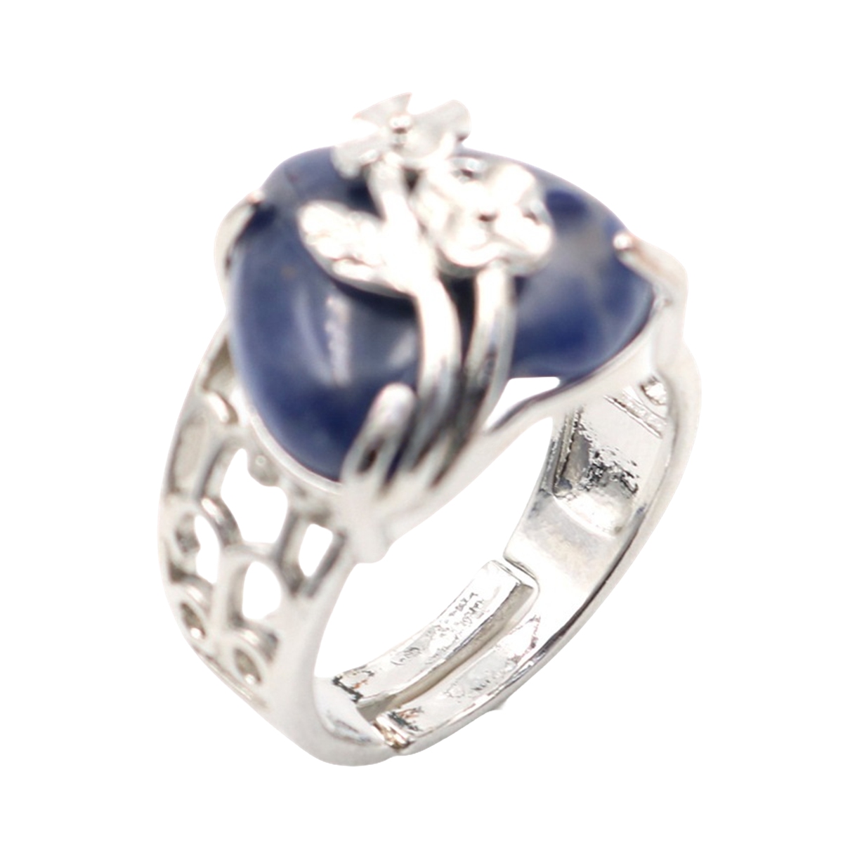 Silver 16MM Heart Stone Rings for Women Men Adjustable  SR0140S