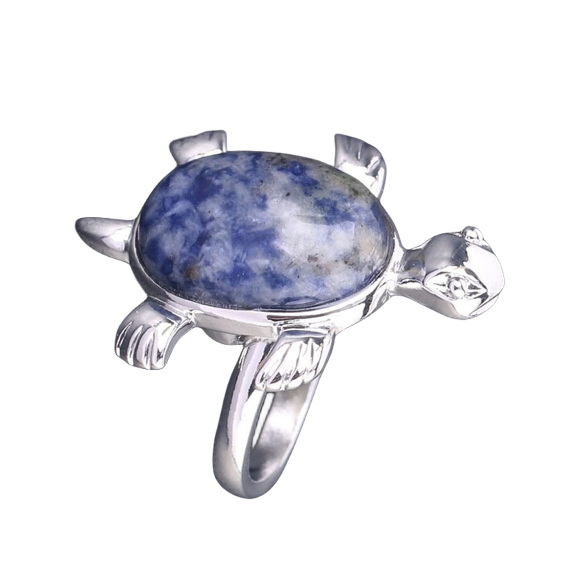 Silver Turtle & Tortoise Stone Rings for Women Men Adjustable  SR0148S