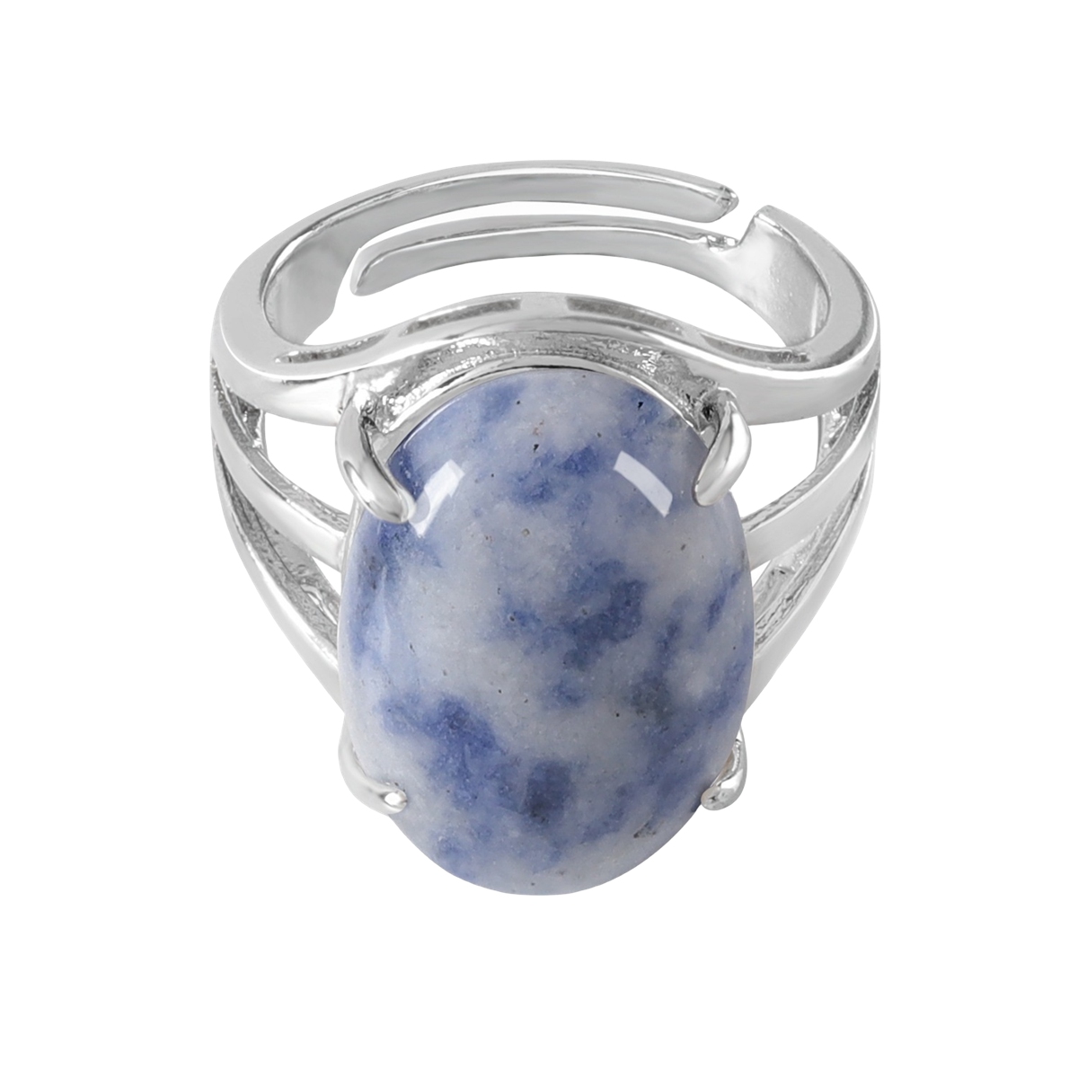 Silver Stone Rings for Women Men Adjustable  SR0154S 13X18MM Gemstone CAB